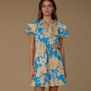 Elegant Blue and Gold Women's Mini Dress